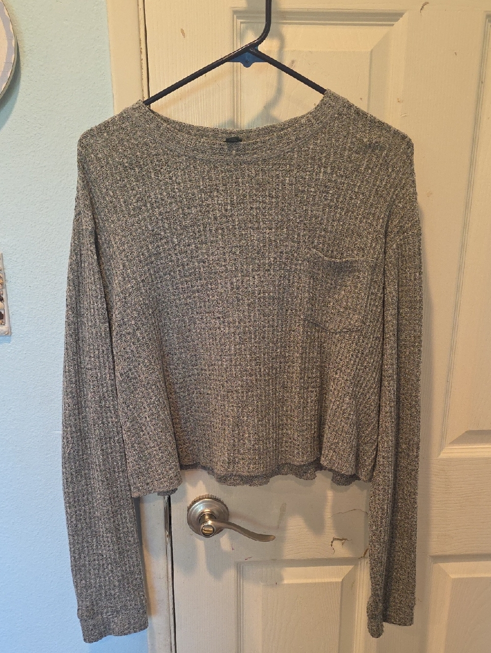 Women's Grey Ribbed Long-Sleeve Sweater